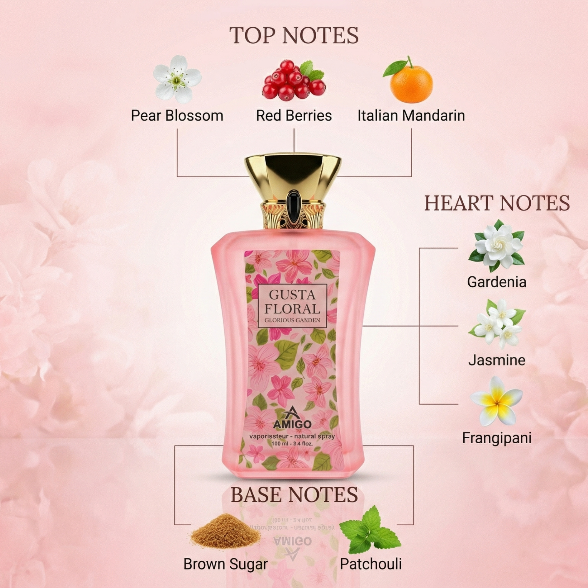 AMIGO Gusta Floral Eau De Parfum for Women 100ml - Image 3